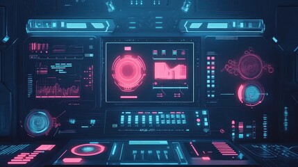 Digital in flat design front view modern technology theme animation vivid 