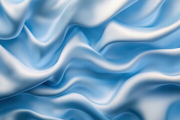 Fototapeta premium Silky fabric texture creates elegant waves in soft blue hue for decorative purposes