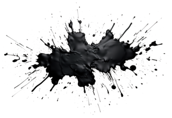 Ink stain creates dynamic patterns on white background in artistic expression