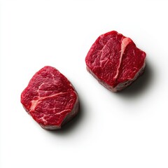 Fototapeta premium Fresh Raw Beef Cuts on White Background for Culinary Use