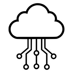 Cloud Computing Icon, Minimalist Technology Illustration for Data Storage, Networking, IT Services, Digital Transformation, and Cloud-Based Solutions