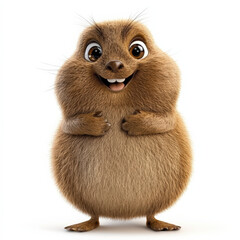 Obraz premium Happy fluffy brown rodent cartoon