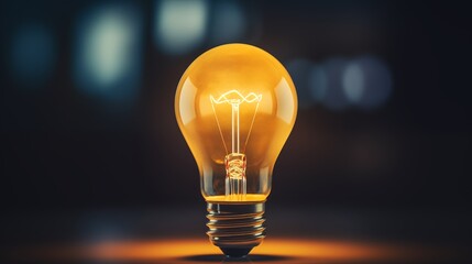Symbol of a lightbulb turning on to represent an idea with ample space on the left or right side, soft light background,generative ai illustration