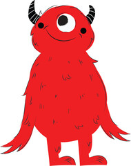 Cute Red One-Eyed Monster Stock Photo