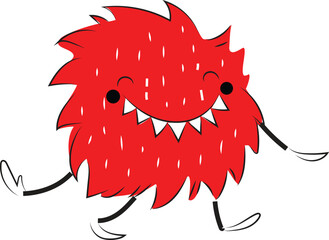 Playful Red Monster Character, Perfect for Kids' Design