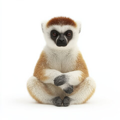 Fototapeta premium Adorable baby lemur sitting cross-legged, serene expression