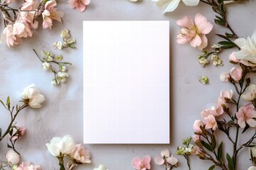 Fototapeta premium Elegant wedding invitation template surrounded by soft floral elements for special occasions
