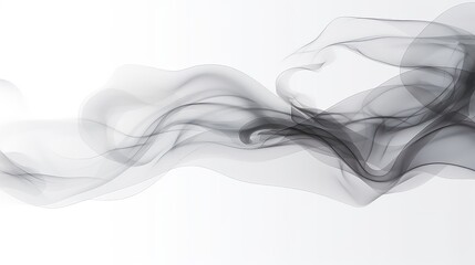 Elegant swirling smoke in shades of gray, isolated on transparent background 
