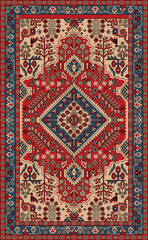 Vibrant Traditional Rug Design with Intricate Patterns