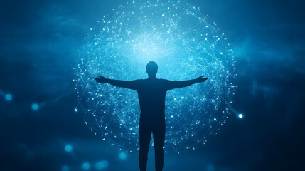 Obraz premium Person in futuristic Digital World 