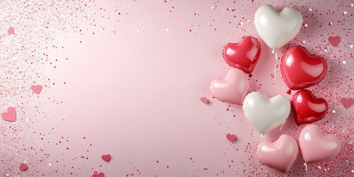 Festive Heart Balloons and Confetti