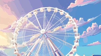 Majestic White Observation Wheel Against Blue Cloudy Sky