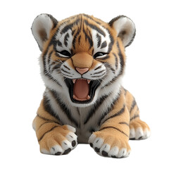Fototapeta premium Plastic animal toy tiger isolated on white background
