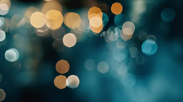 Abstract blurred background of nature with side effect. Colorful sun rays sparkle on sunset. Slow motion bokeh footage with shining glitter lights. Glowing festive lifestyle screensaver