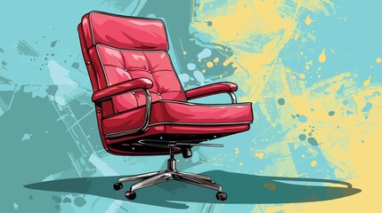 Vintage Pop Art Cartoon Style Office Armchair Illustration