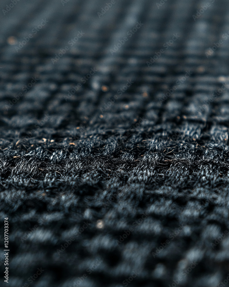 Poster close-up of black textured fabric with woven pattern and detailed surface
