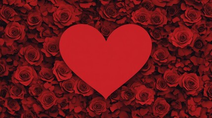 Red Heart Shape Surrounded by Beautiful Red Roses, Perfect for Celebrating Love, Romance, and Special Occasions on Valentine&rsquo;s Day or Anniversaries