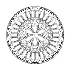 Mandala Vector. Mandala for coloring. Flower. Anti-stress coloring book page for adults.