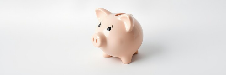 Close-up of an isolated piggy bank on a plain white background with precise lines and subtle shading, geometric, ceramic