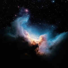 Ethereal Cosmic Nebula with Bright Stars and Colorful Gas Clouds