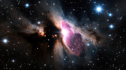 Obraz premium Stunning Cosmic Nebula with Bright Stars and Interstellar Dust