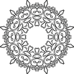 Intricate Black and White Mandala Design for Coloring Books