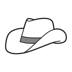 black and white picture, cowboy hat facing left