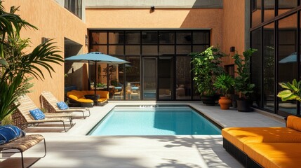 Tranquil Courtyard Oasis: Hotel Poolside Paradise