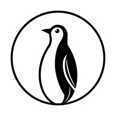 silhouette of a penguin in circle 