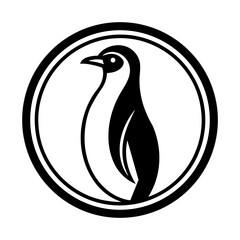 silhouette of a penguin in circle 