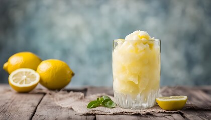 Homemade Yellow Lemon Italian Ice in a Lemons