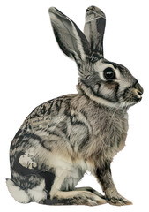 Obraz premium PNG Rabbit shape collage cutouts animal art illustration.