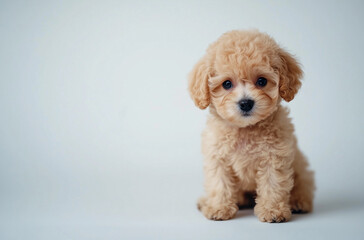 Obraz premium closeup shot of a cute pupppy poodle puppy on white background