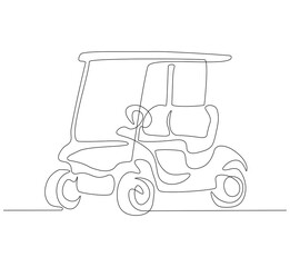 Golf cart continuous line. Continuous one line drawing golf cart. Golf, cart  concept. Single line drawing