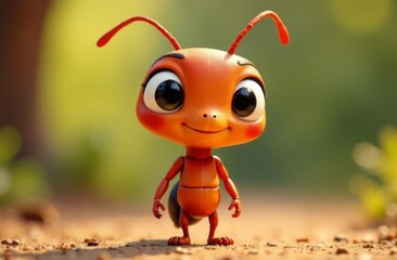 red ant on white background