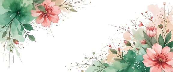 Fototapeta premium Elegant Watercolor Floral Corner Design for Invitations