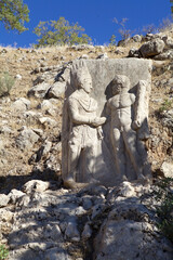 Stele discovered in 1953 in Southestern Turkey. King Antiochus I and demigod Heracles