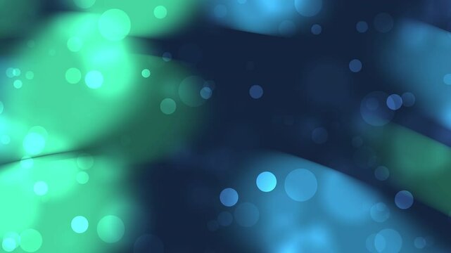 Abstract teal and blue curves with bright outoffocus circles for creative projects, backgrounds, web design, or digital art concepts.