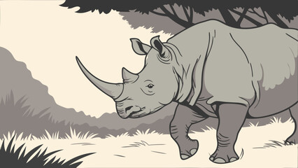 Fototapeta premium rhino in the grass