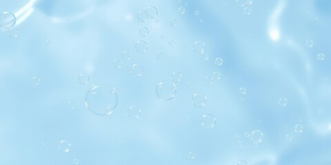 A close-up shot of hydrogen bubbles forming on the surface of clear water, with subtle ripples and reflective light effects, clear water, hydrogen fuel