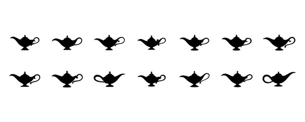 Fototapeta premium Oil lamp silhouette set isolated on a white background.