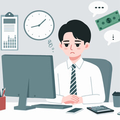 illustration of business person tired of working