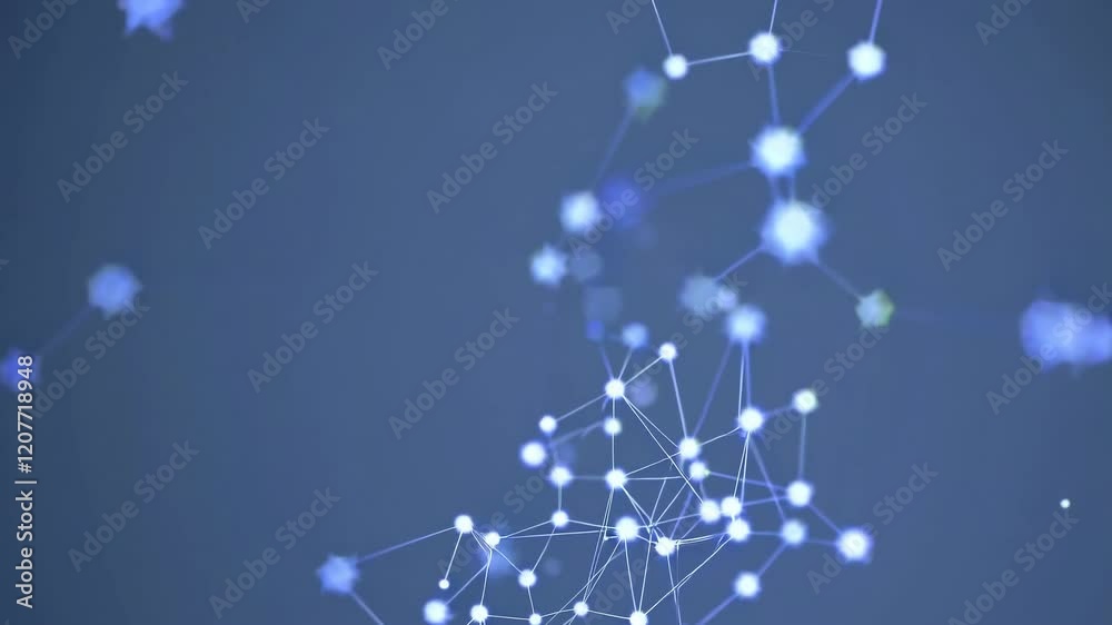 Poster visual representation of a digital network showing connections between data points in a tech environ