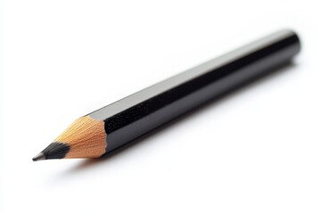 Closeup color pencil black vibrant on white background.