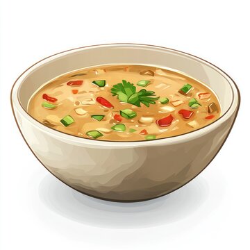recommend clip art: Creamy soup in bowl, delicious meal, healthy food, appetizing dish, stock image