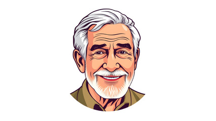 round icon, elderly man avatar. portrait, profile grandfather smiling. people color vector illustration isolated on white background. Generative AI