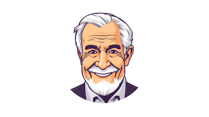 round icon, elderly man avatar. portrait, profile grandfather smiling. people color vector illustration isolated on white background. Generative AI