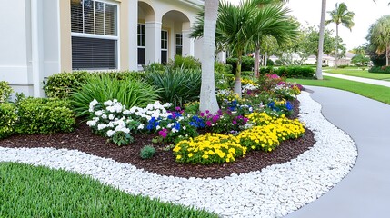Landscaped Garden Path  Florida Style Home