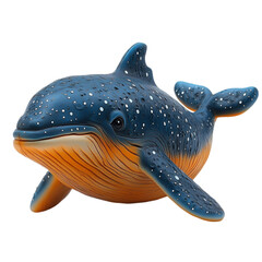Plastic animal toy whale isolated on white background