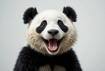 Obraz premium A Giggle-Inducing Panda: A Close-Up Portrait of Happiness